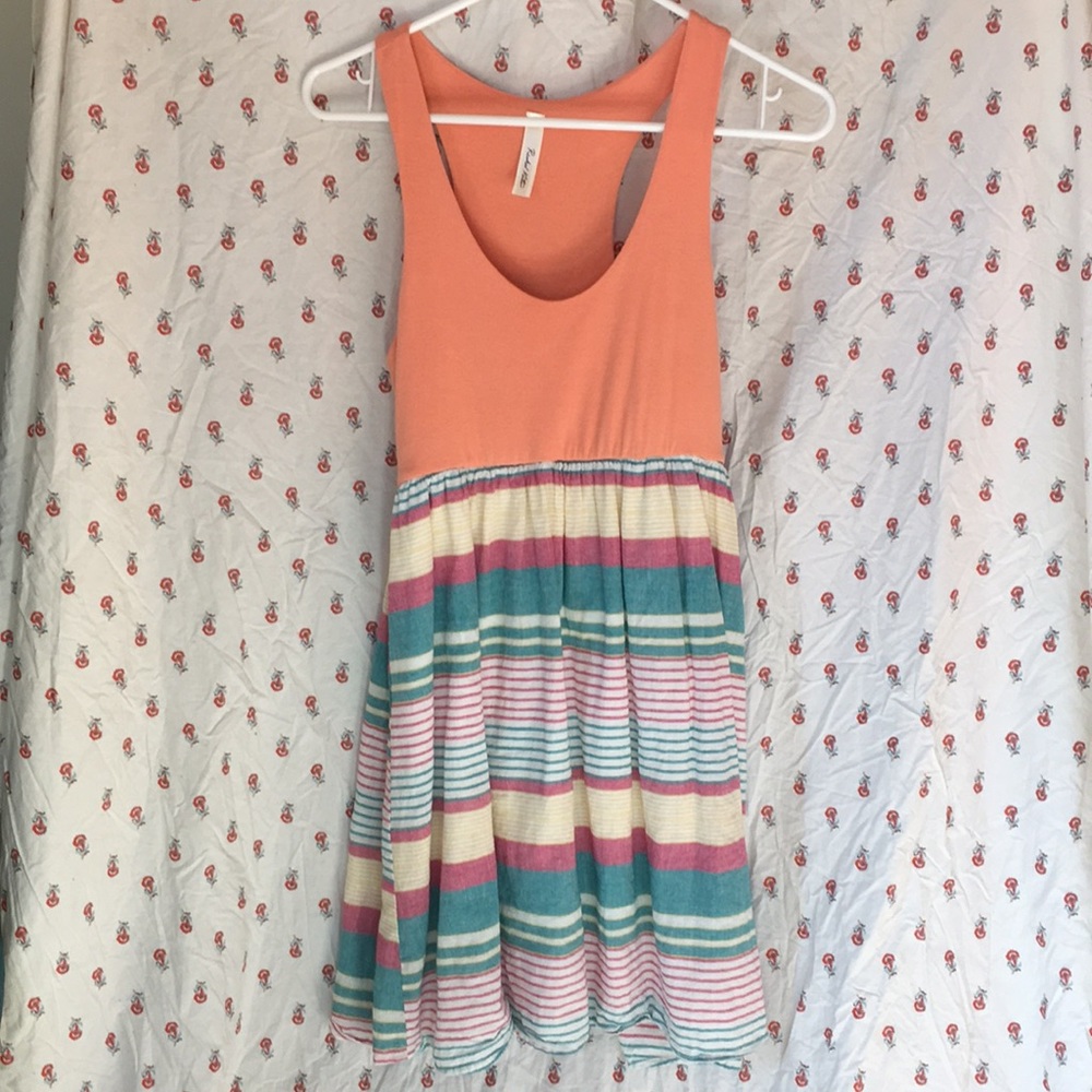 Peach and stripe racerback dress